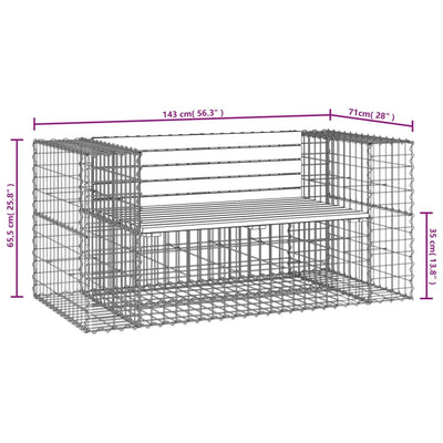 Garden Bench Gabion Design 143x71x65.5 cm Solid Wood Douglas