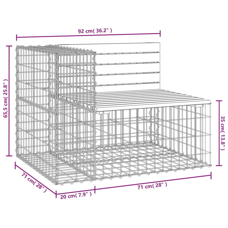 Garden Bench Gabion Design 92x71x65.5 cm Solid Wood Pine