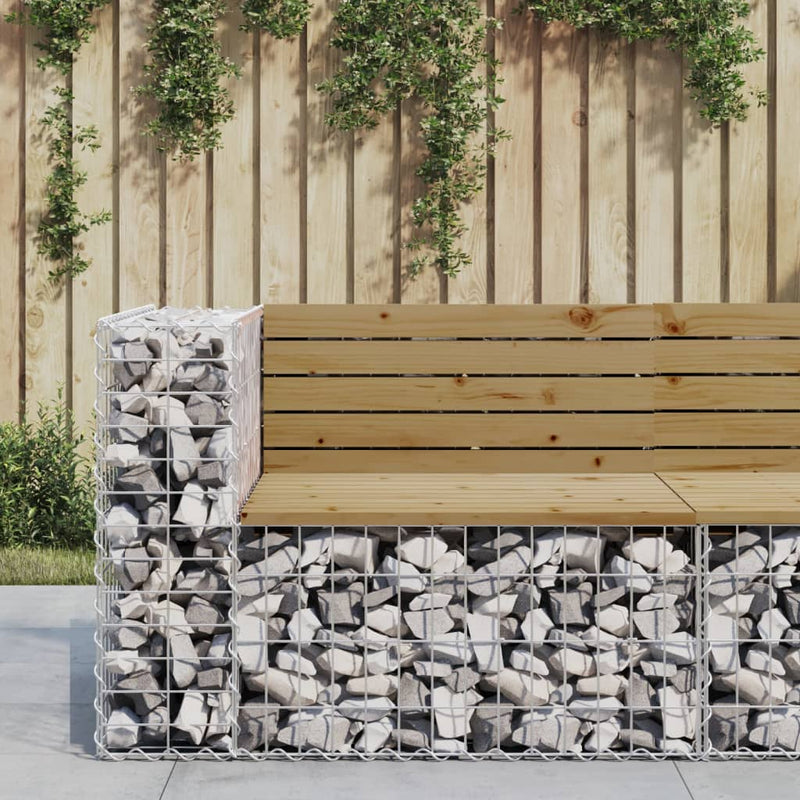 Garden Bench Gabion Design 92x71x65.5 cm Impregnated Wood Pine