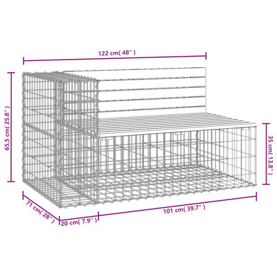 Garden Bench Gabion Design 122x71x65.5 cm Solid Wood Pine