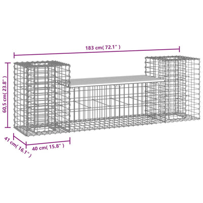 Garden Bench Gabion Design 183x41x60.5 cm Solid Wood Douglas