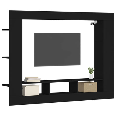 TV Cabinet Black 152x22x113 cm Engineered Wood