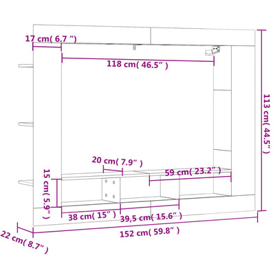 TV Cabinet Black 152x22x113 cm Engineered Wood