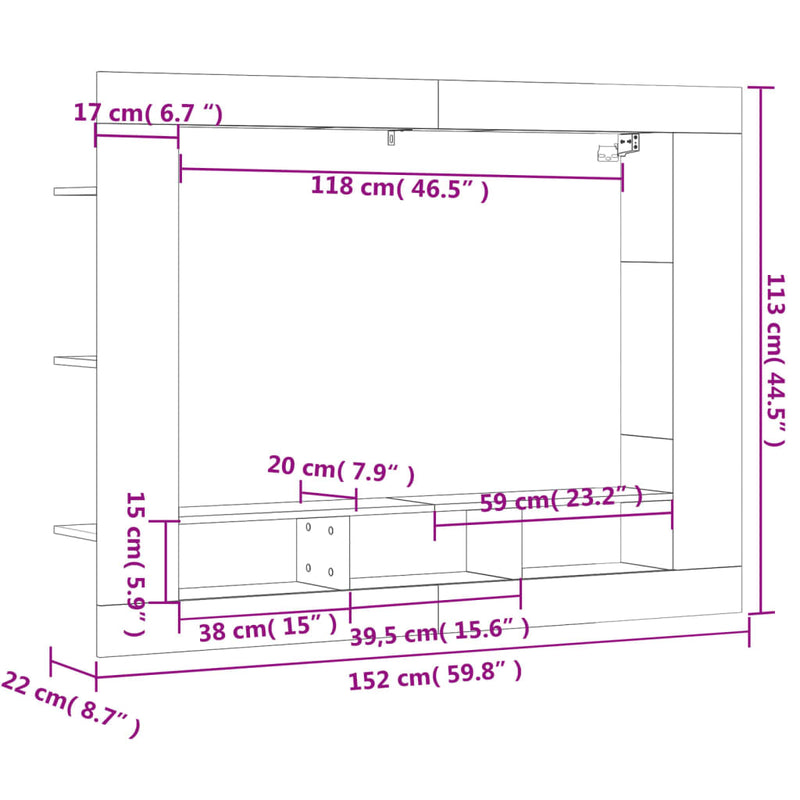 TV Cabinet Black 152x22x113 cm Engineered Wood