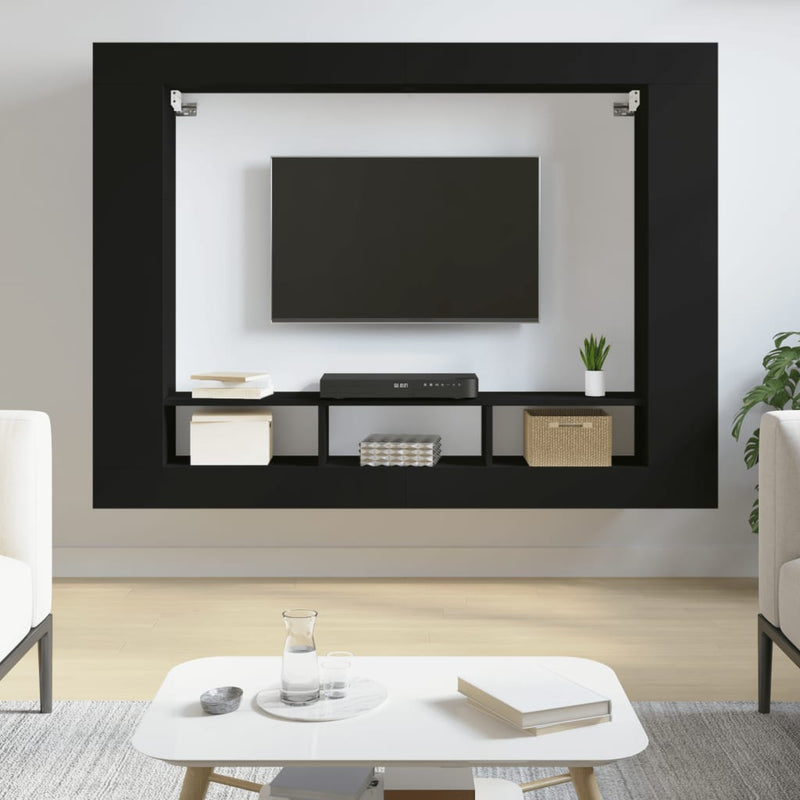 TV Cabinet Black 152x22x113 cm Engineered Wood