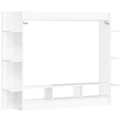 TV Cabinet High Gloss White 152x22x113 cm Engineered Wood