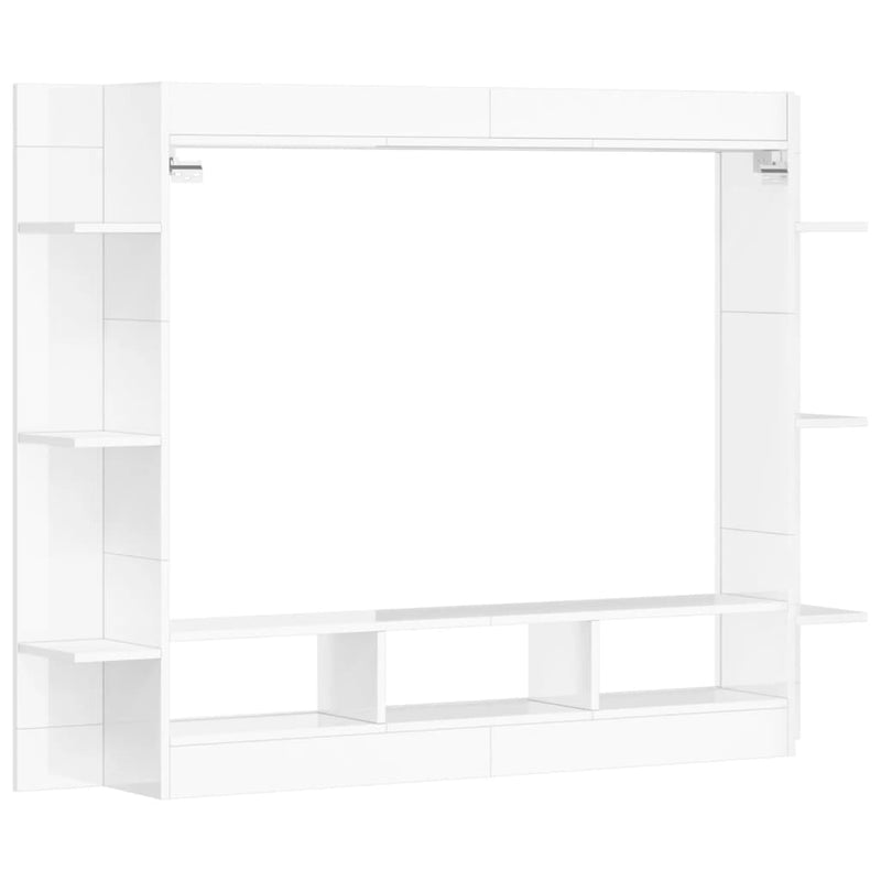 TV Cabinet High Gloss White 152x22x113 cm Engineered Wood