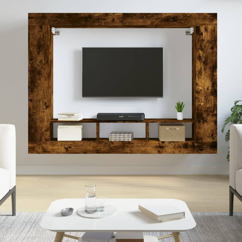 TV Cabinet Smoked Oak 152x22x113 cm Engineered Wood