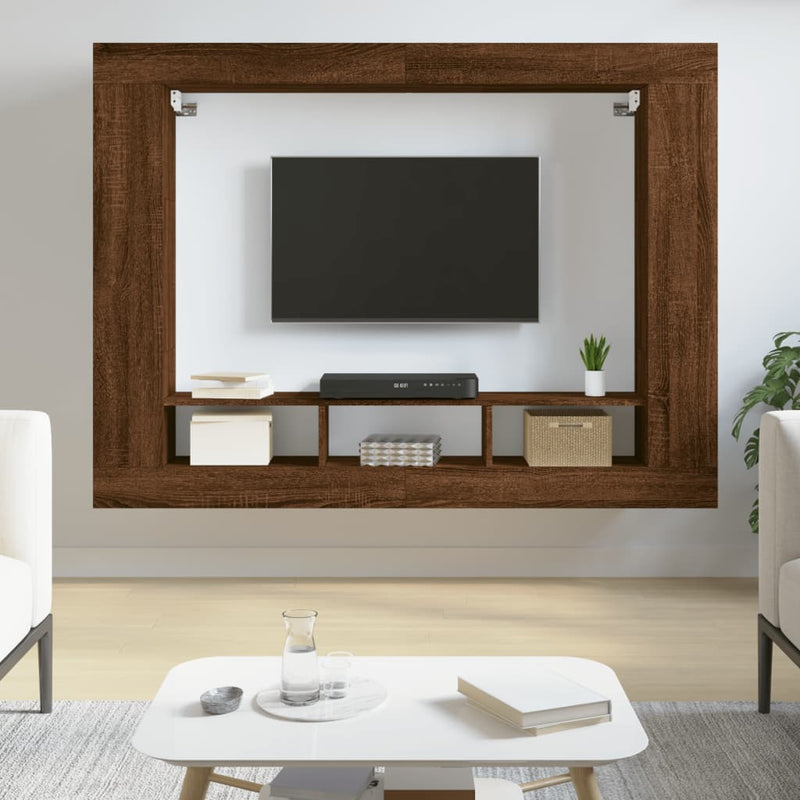 TV Cabinet Brown Oak 152x22x113 cm Engineered Wood