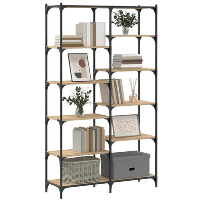 Bookshelf Sonoma Oak 100x32x170 cm Engineered Wood and Iron