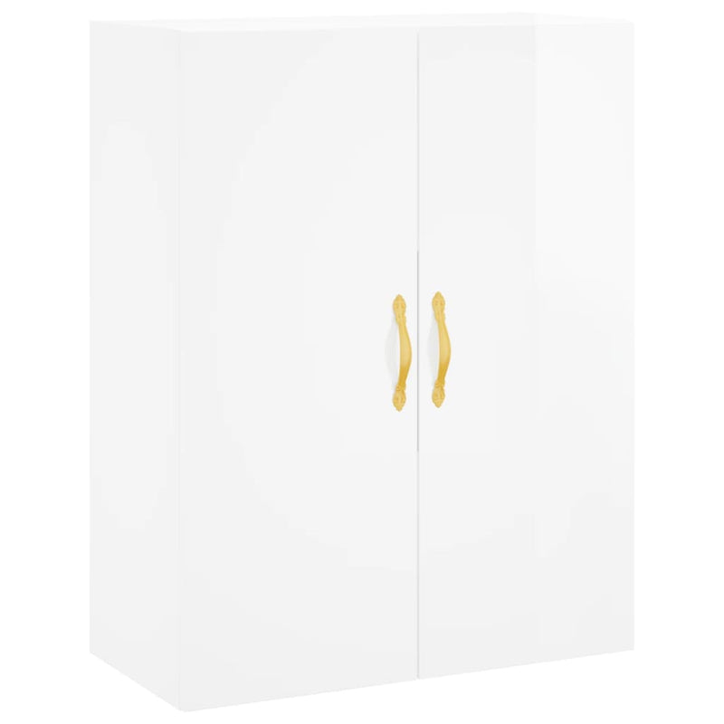 Wall Mounted Cabinet High Gloss White 69.5x34x90 cm