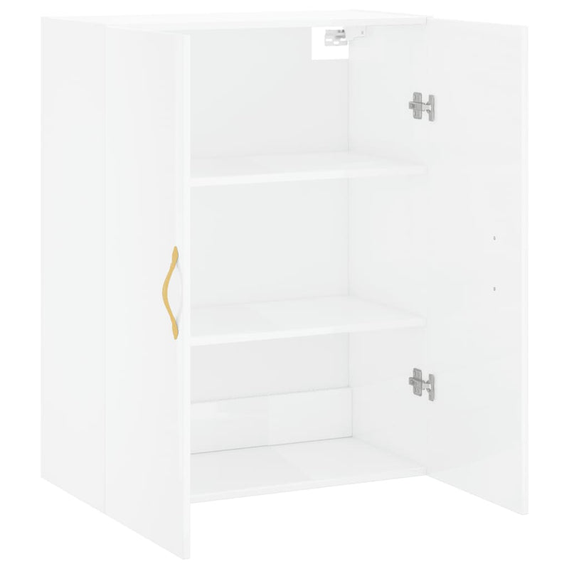 Wall Mounted Cabinet High Gloss White 69.5x34x90 cm