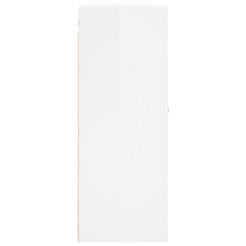 Wall Mounted Cabinet High Gloss White 69.5x34x90 cm