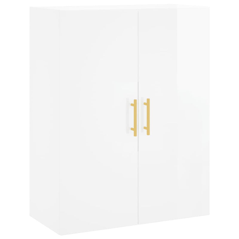 Wall Mounted Cabinet High Gloss White 69.5x34x90 cm