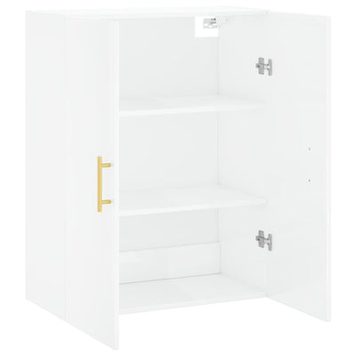 Wall Mounted Cabinet High Gloss White 69.5x34x90 cm