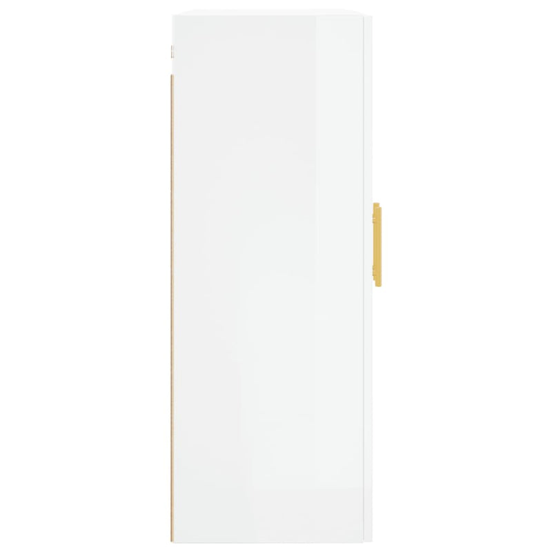 Wall Mounted Cabinet High Gloss White 69.5x34x90 cm