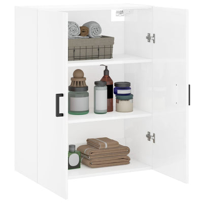 Wall Mounted Cabinet High Gloss White 69.5x34x90 cm