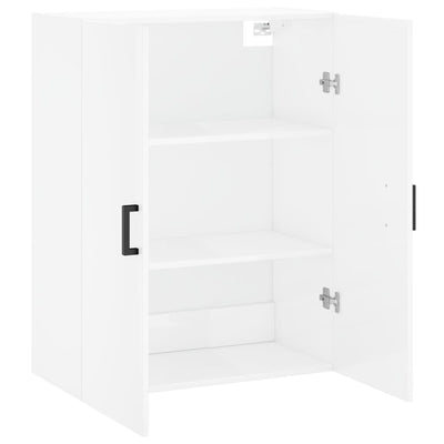 Wall Mounted Cabinet High Gloss White 69.5x34x90 cm