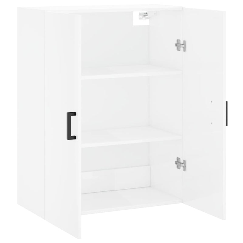 Wall Mounted Cabinet High Gloss White 69.5x34x90 cm