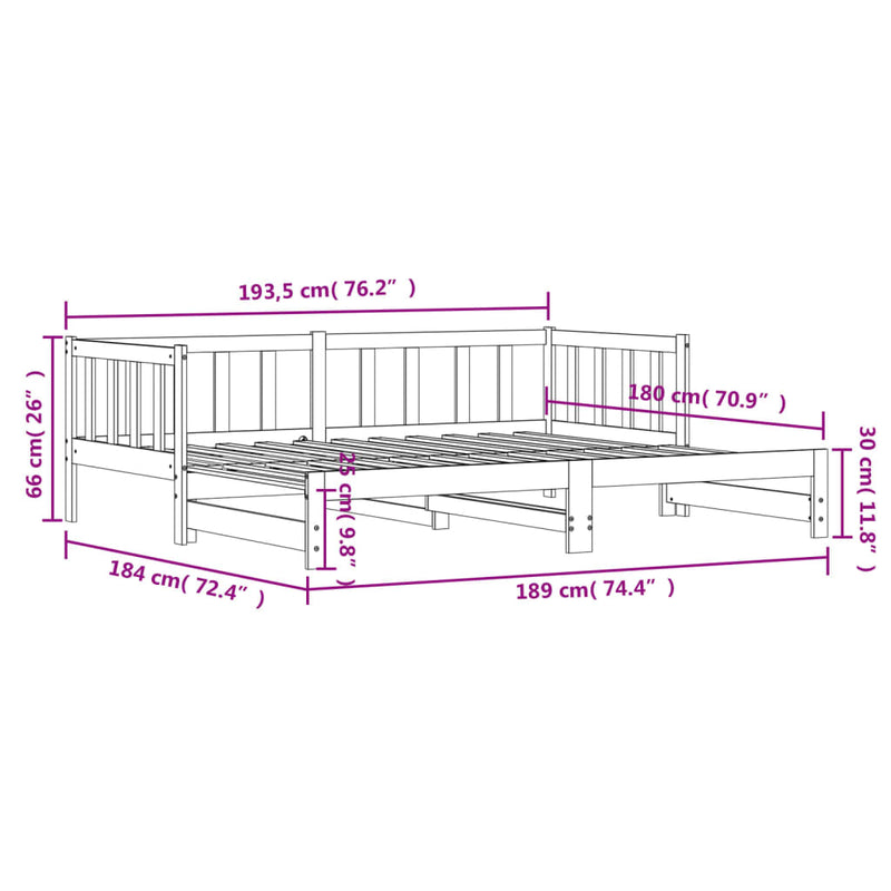 Day Bed with Trundle 90x190 cm Solid Wood Pine