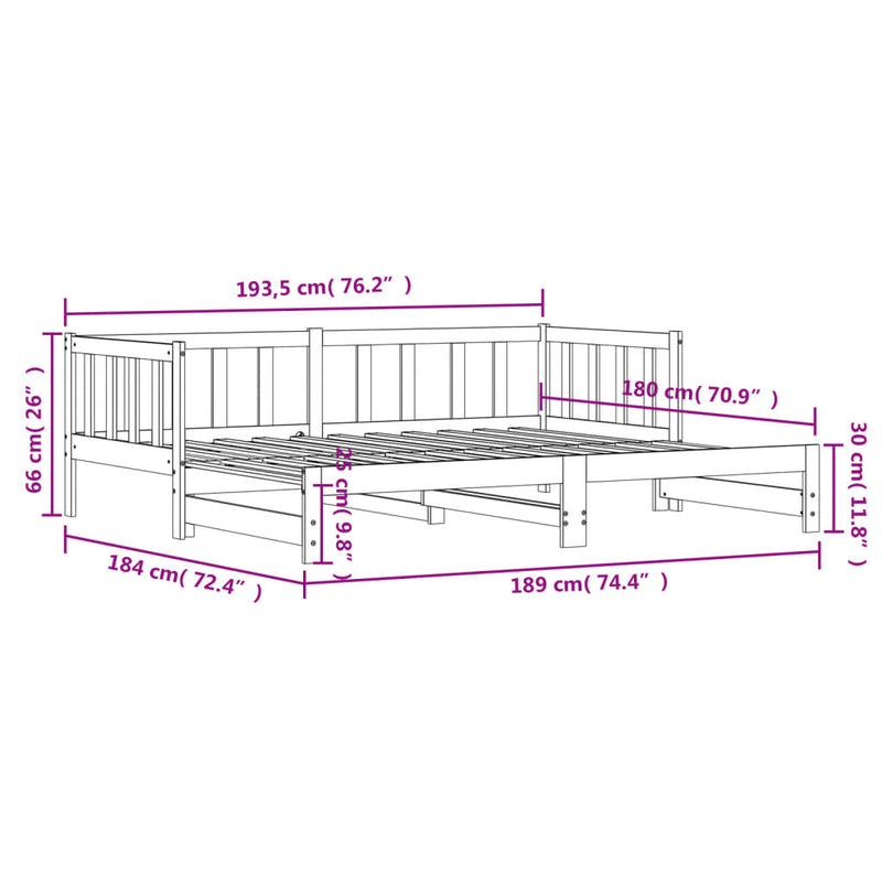 Day Bed with Trundle White 90x190 cm Solid Wood Pine