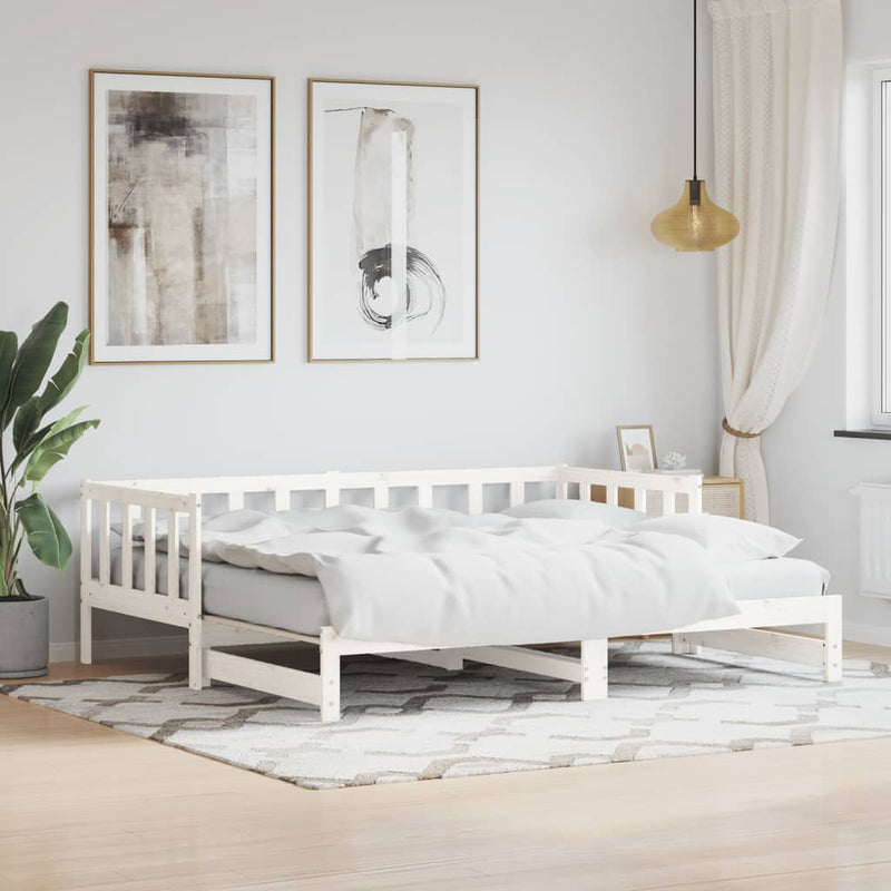 Day Bed with Trundle White 90x190 cm Solid Wood Pine