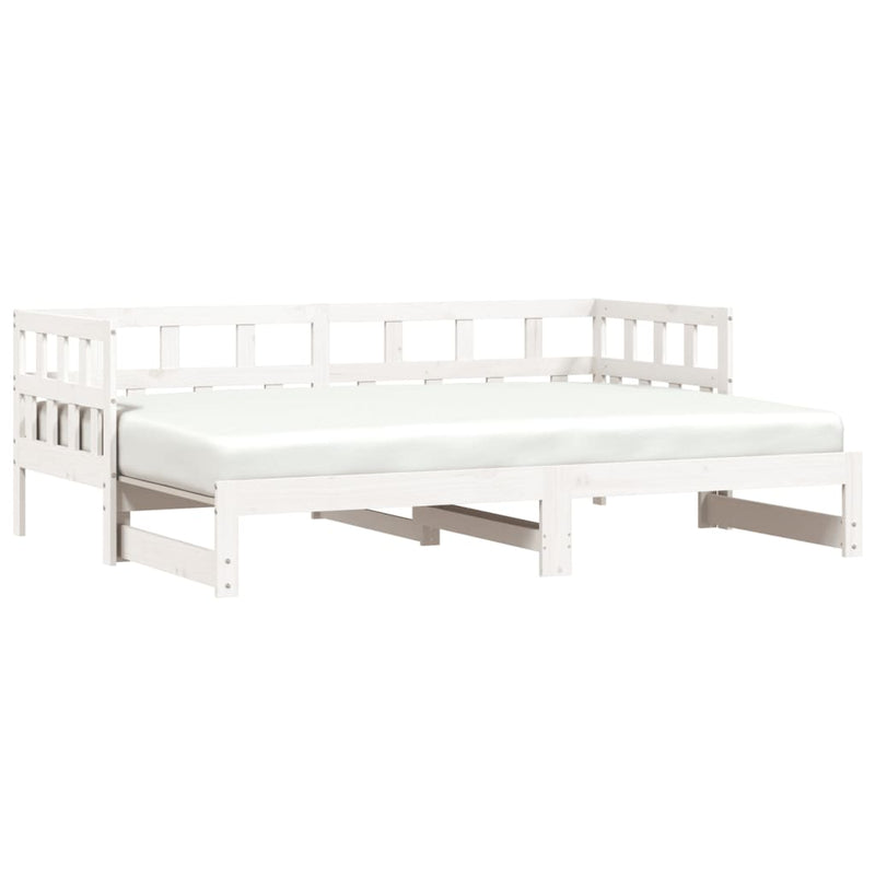 Daybed with Trundle White 90x200 cm Solid Wood Pine