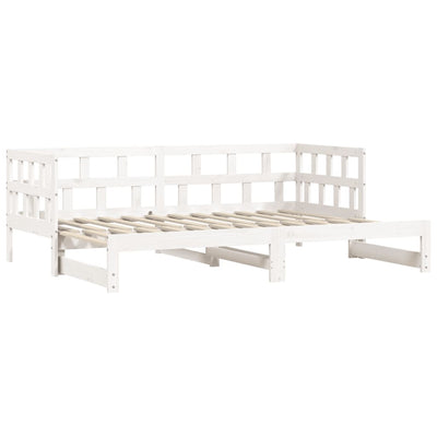 Daybed with Trundle White 90x200 cm Solid Wood Pine