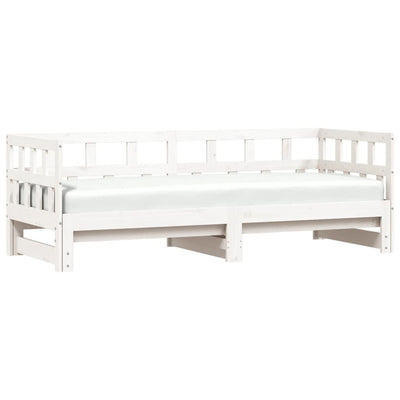 Daybed with Trundle White 90x200 cm Solid Wood Pine