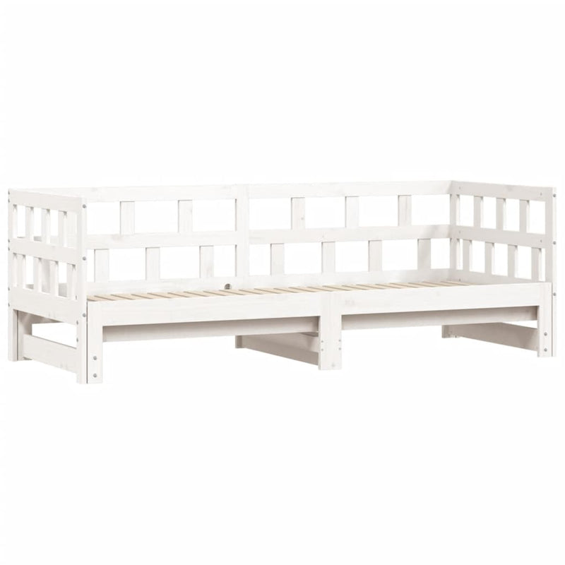 Daybed with Trundle White 90x200 cm Solid Wood Pine