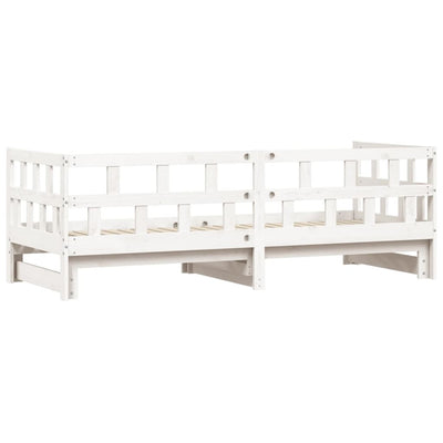 Daybed with Trundle White 90x200 cm Solid Wood Pine