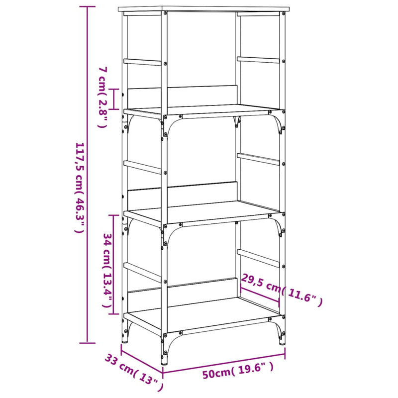 Bookshelf Brown Oak 50x33x117.5 cm Engineered Wood