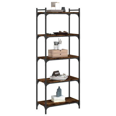 Bookcase 5-Tier Smoked Oak 60x30x154 cm Engineered Wood