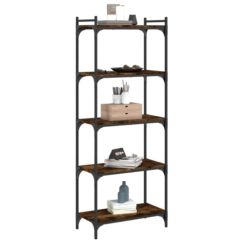 Bookcase 5-Tier Smoked Oak 60x30x154 cm Engineered Wood