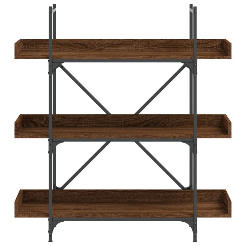 Bookcase 3-Tier Brown Oak 100x33x108.5 cm Engineered Wood