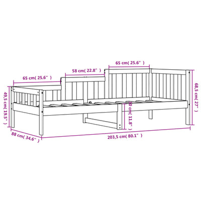 Day Bed 80x200 cm Solid Wood Pine