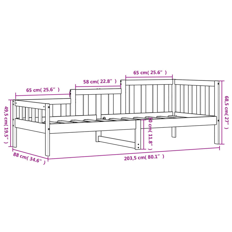 Day Bed 80x200 cm Solid Wood Pine