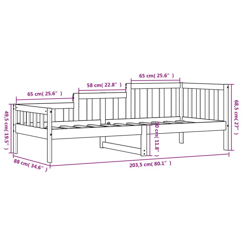 Day Bed White 80x200 cm Solid Wood Pine