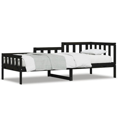 Day Bed Black 80x200 cm Solid Wood Pine