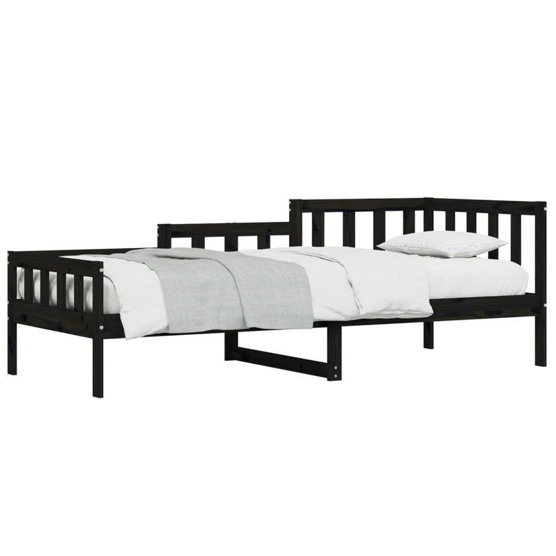 Day Bed Black 80x200 cm Solid Wood Pine