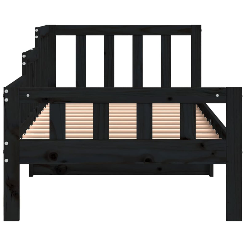 Day Bed Black 80x200 cm Solid Wood Pine