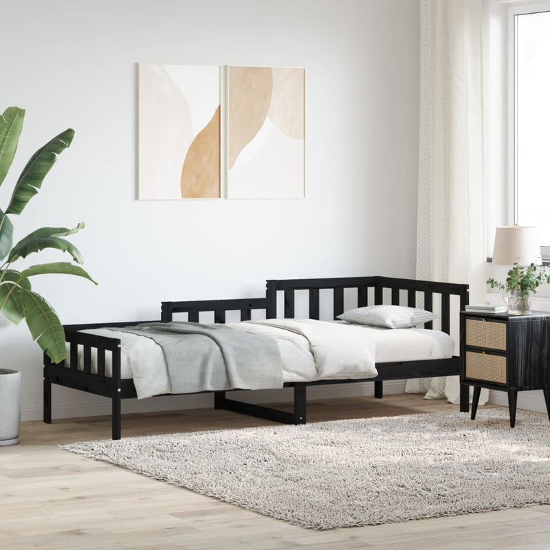 Day Bed Black 80x200 cm Solid Wood Pine