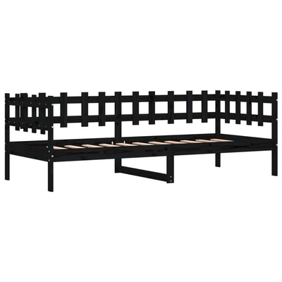 Day Bed Black 80x200 cm Solid Wood Pine