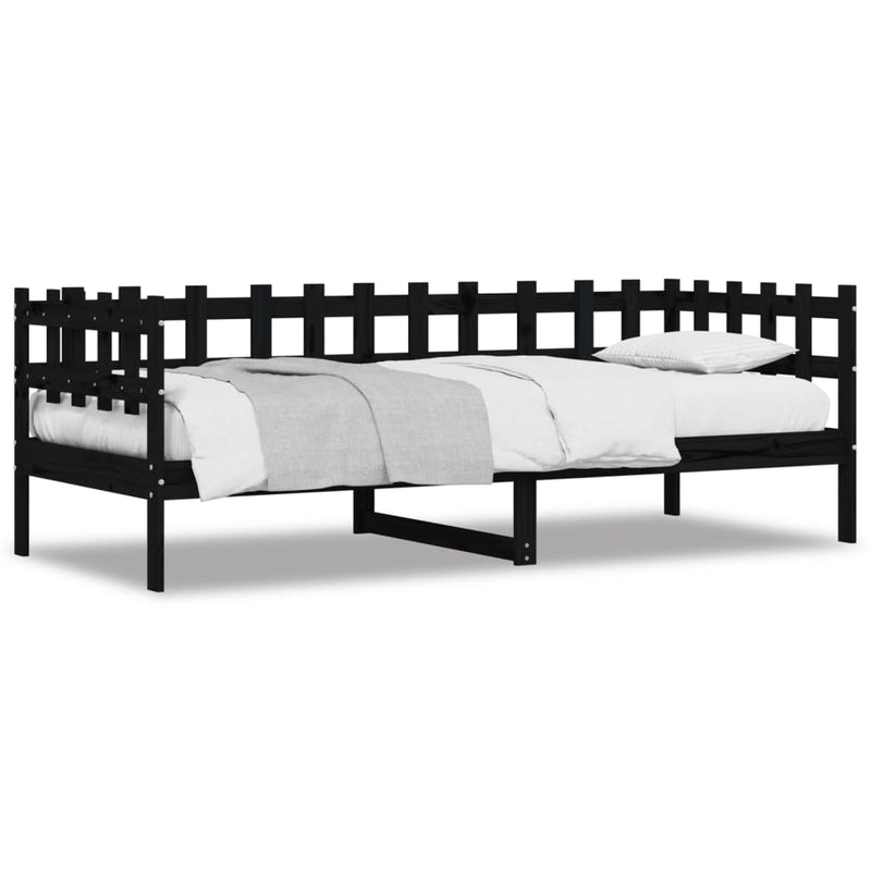 Day Bed Black 90x200 cm Solid Wood Pine