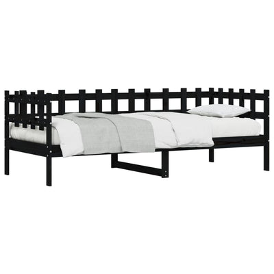 Day Bed Black 90x200 cm Solid Wood Pine