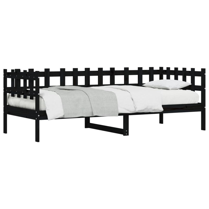 Day Bed Black 90x200 cm Solid Wood Pine