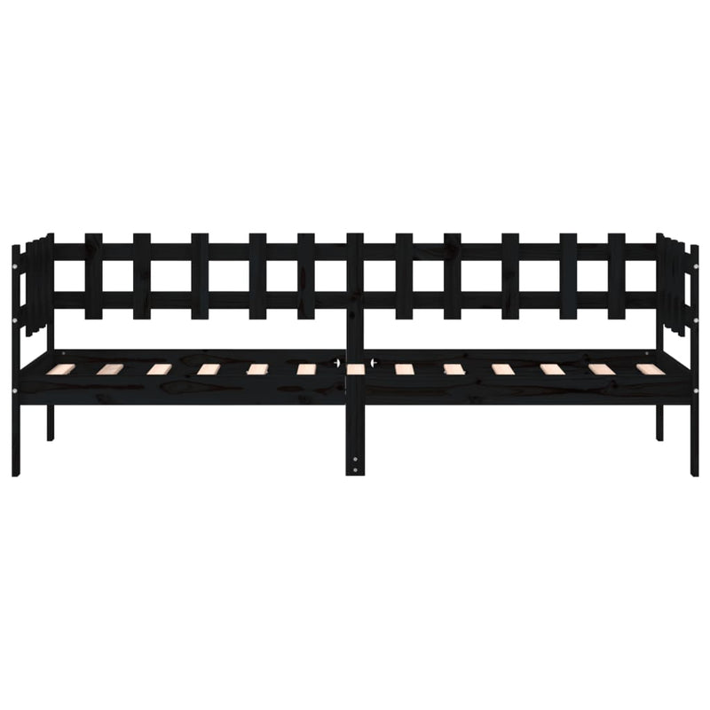 Day Bed Black 90x200 cm Solid Wood Pine