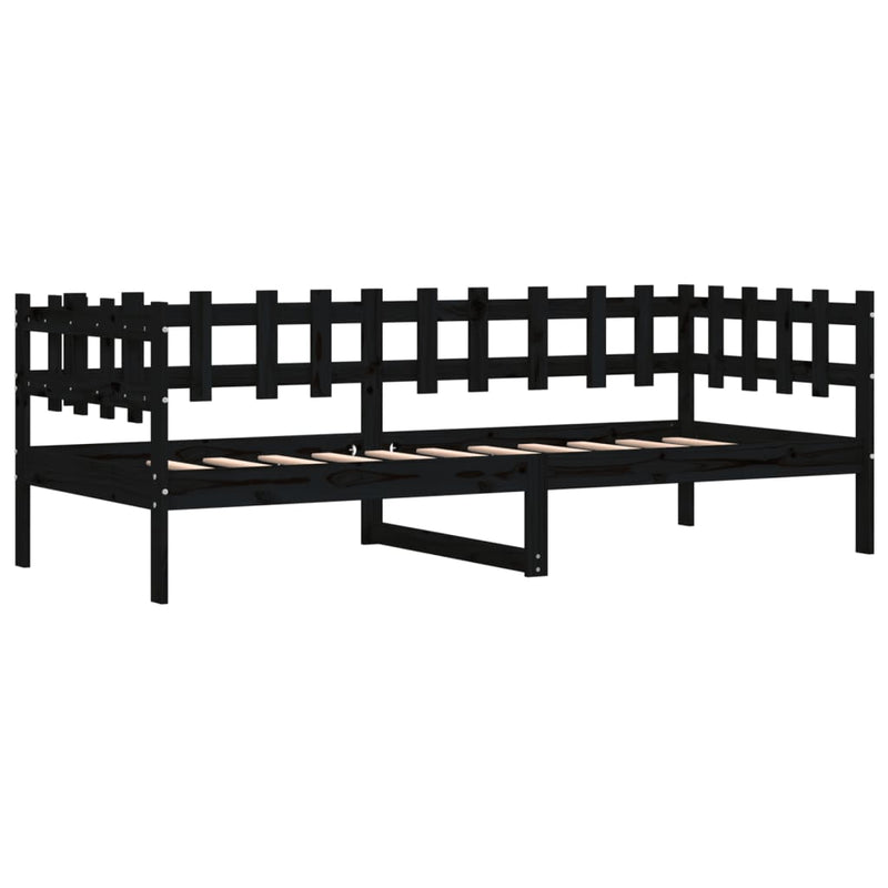 Day Bed Black 90x200 cm Solid Wood Pine