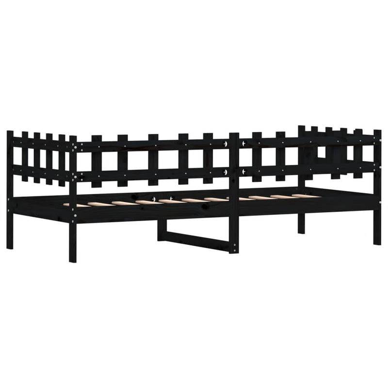 Day Bed Black 90x200 cm Solid Wood Pine