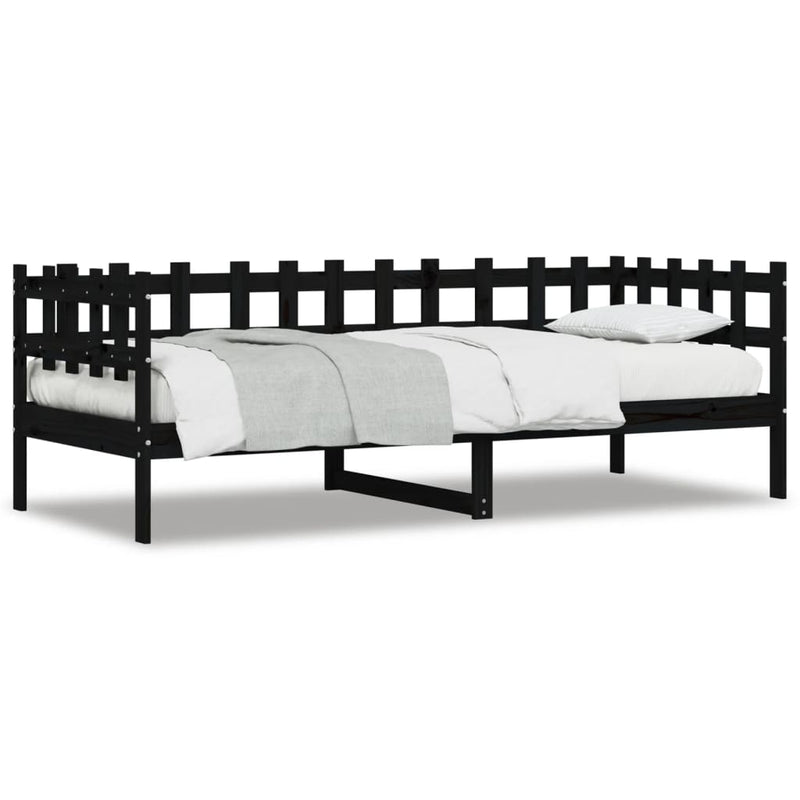 Day Bed Black 90x190 cm Solid Wood Pine